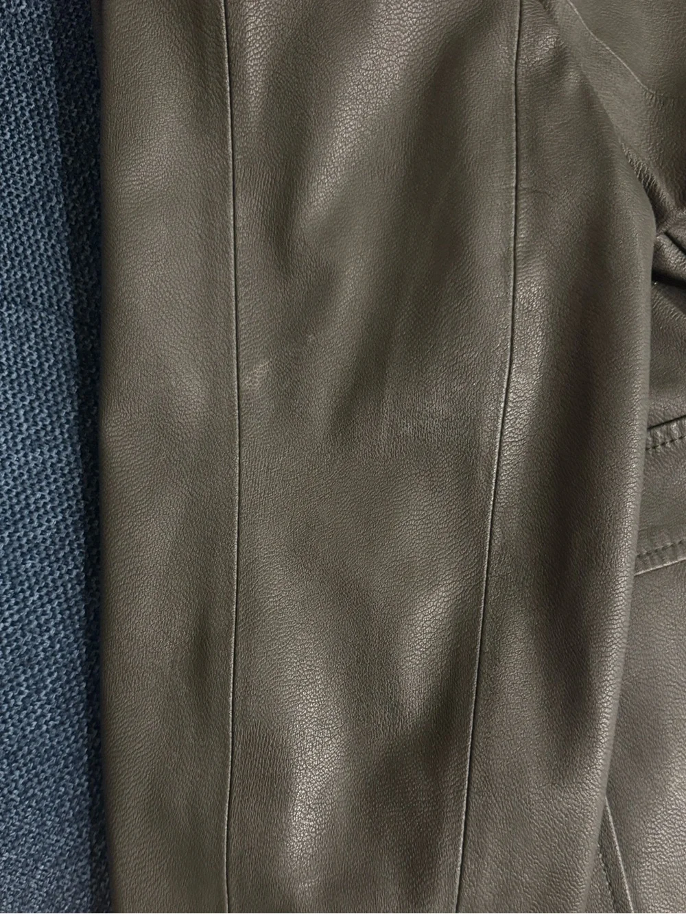 Maeve by Anthropologie Kellie Faux Leather Coat Green Gray Size 10